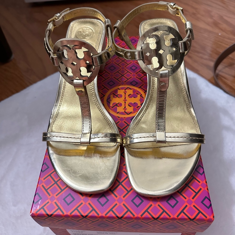 TORY BURCH MILLER 65MM ESPADRILLE SANDAL - MIRROR METALLIC - 7.5